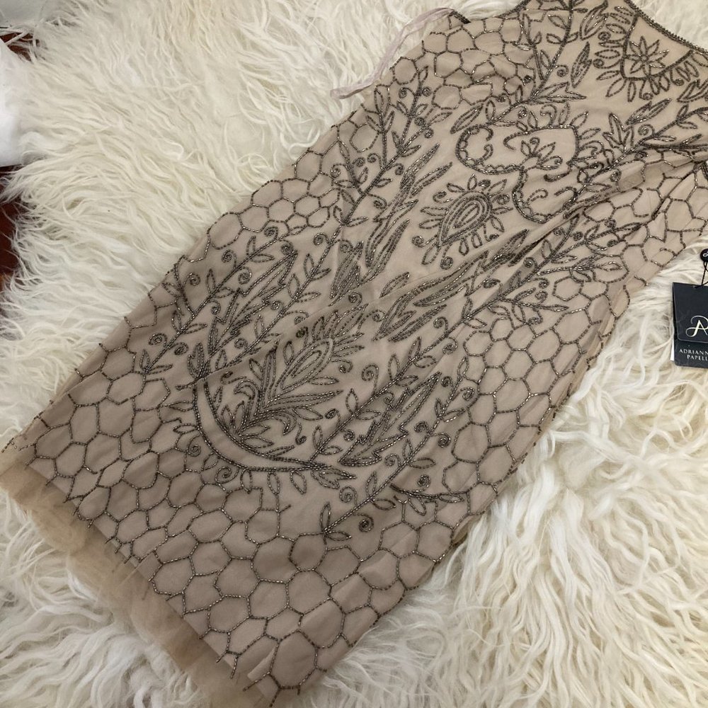 ADRIANNA PAPELL Sleeveless Beaded Short Dress - Picture 4 of 13